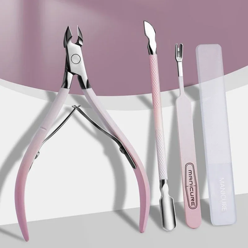 4 Pcs Professional Nail Cuticle Scissors Stainless Steel Manicure Pedicure Trimmer Pusher Dead Skin Scissor Nipper Clipper Tool