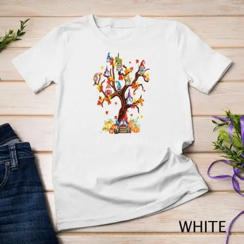 Happy Fall Y'all Gnomes Pumpkin Autumn Tree Thanksgiving Unisex T-shirt