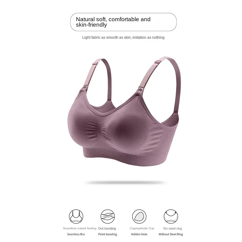 Non-underwire open top maternity lactation bra Soft women's lactation bra close side breast maternity push-up bra