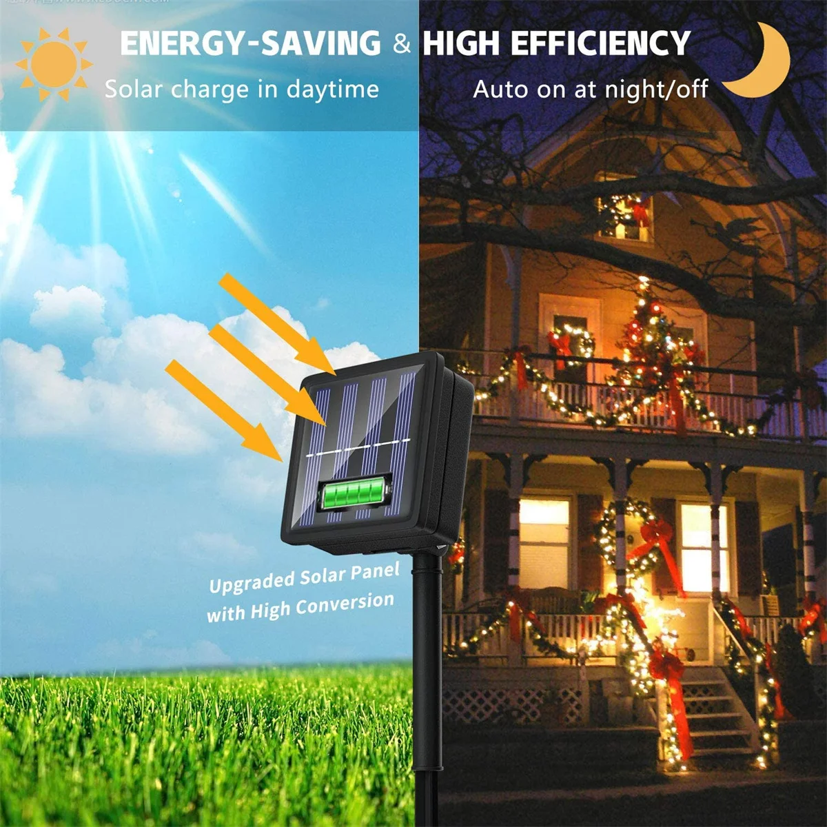 2PCS 200 Colorful 20m Solar Led Wink Flashes Light Bulbs