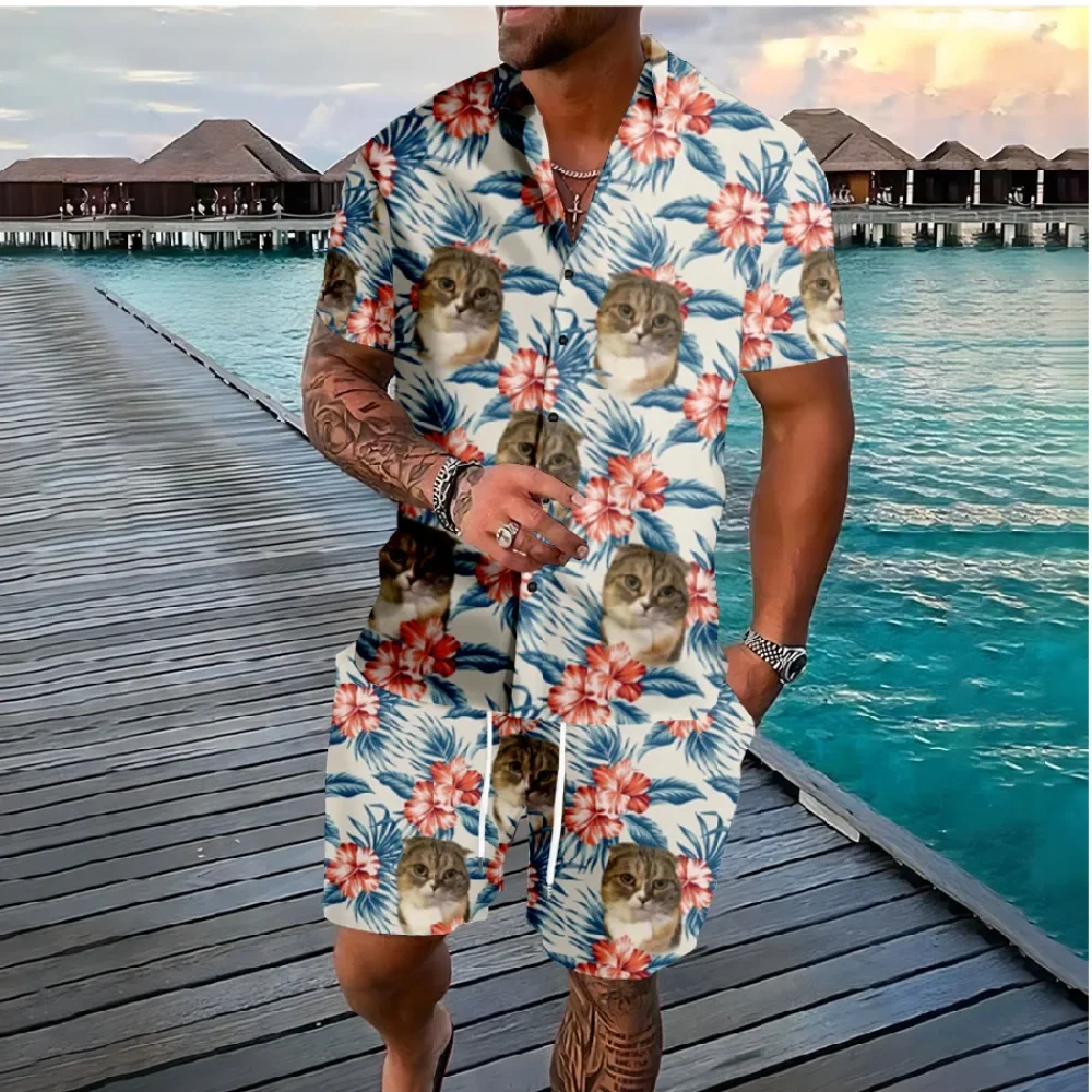 Fajne zwierzęta garnitur hawajskie wakacje koszule z guzikami szorty kolory zestawy dla psów kolumbia Streetwear dres Casual Beach odzież męska