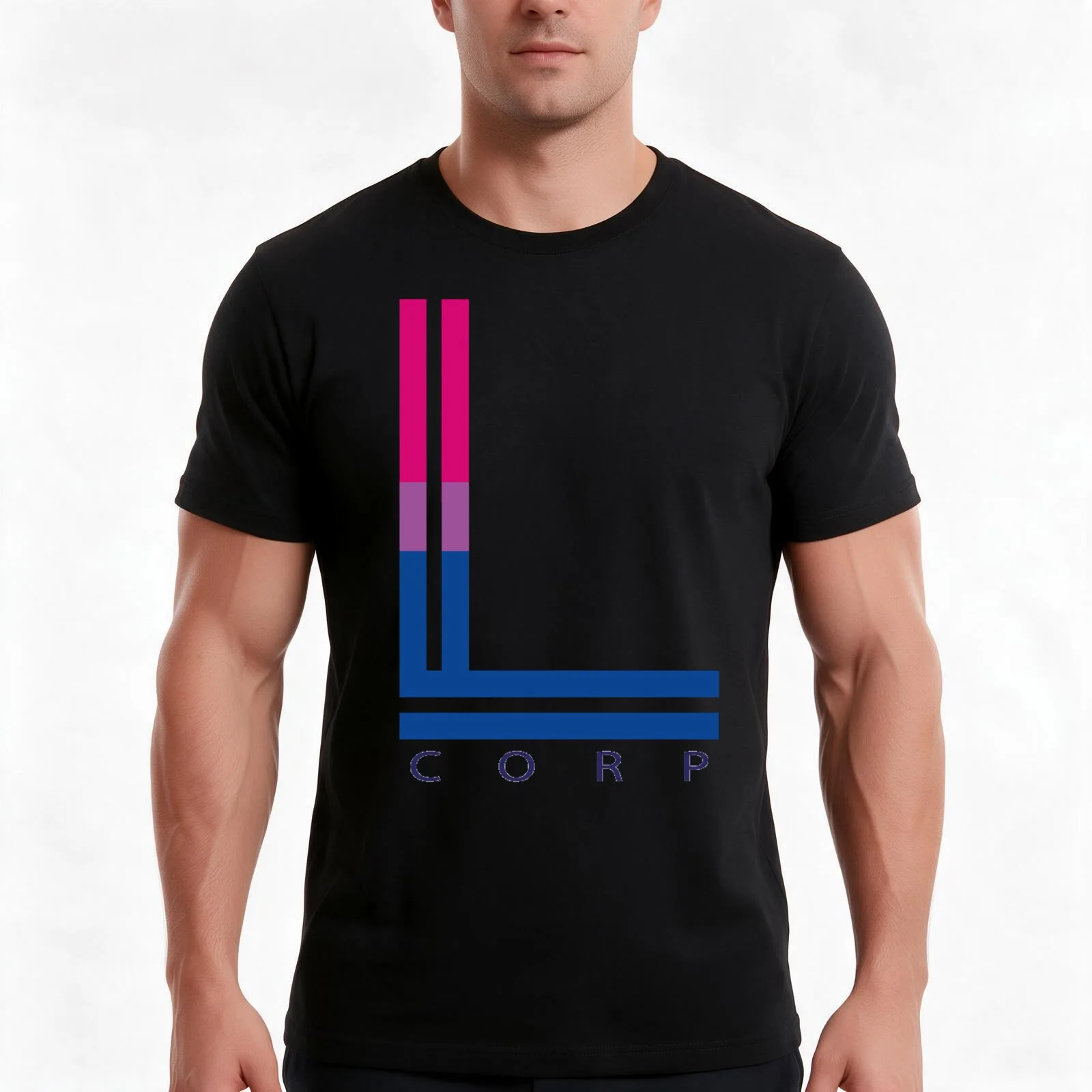 L-CORP Bi T-Shirt, Summer Casual Cotton Tee, Oversized Streetwear Tops, Vintage Graphic Print, Loose Fit Short Sleeve