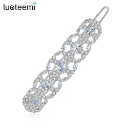 LUOTEEMI Geometric Micro Clear Cubic Zirconia Hairpins for Women Girls Dating Wedding Party Jewelry Hair Ornament Accessories