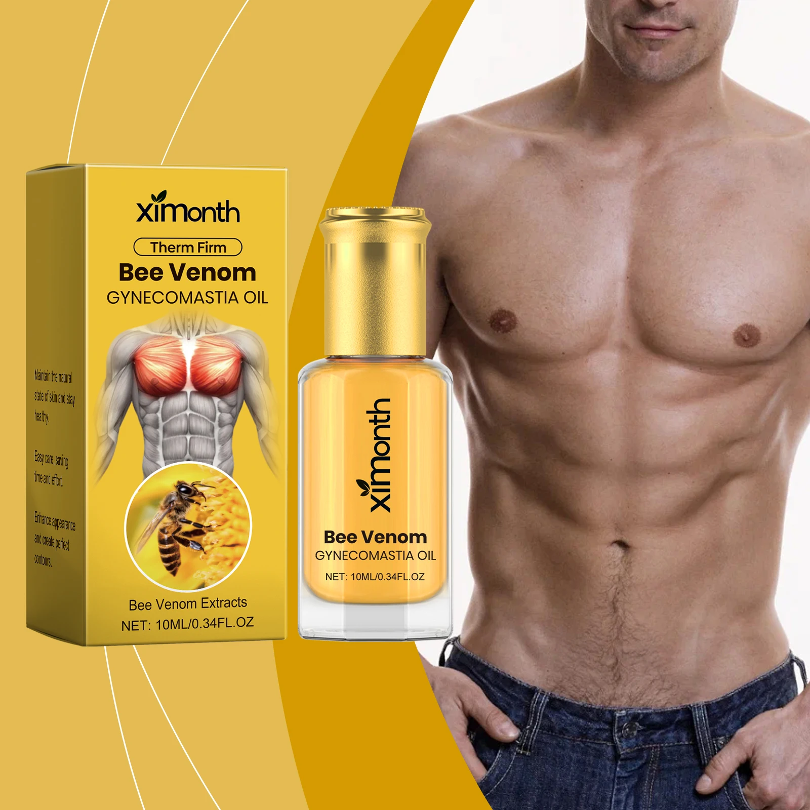 

Ximonth Man Chest Firming Oil Gynecomastia Tightening Remove Excess Fat Strengthen Chest Muscles Increase Elasticity Massage Oil