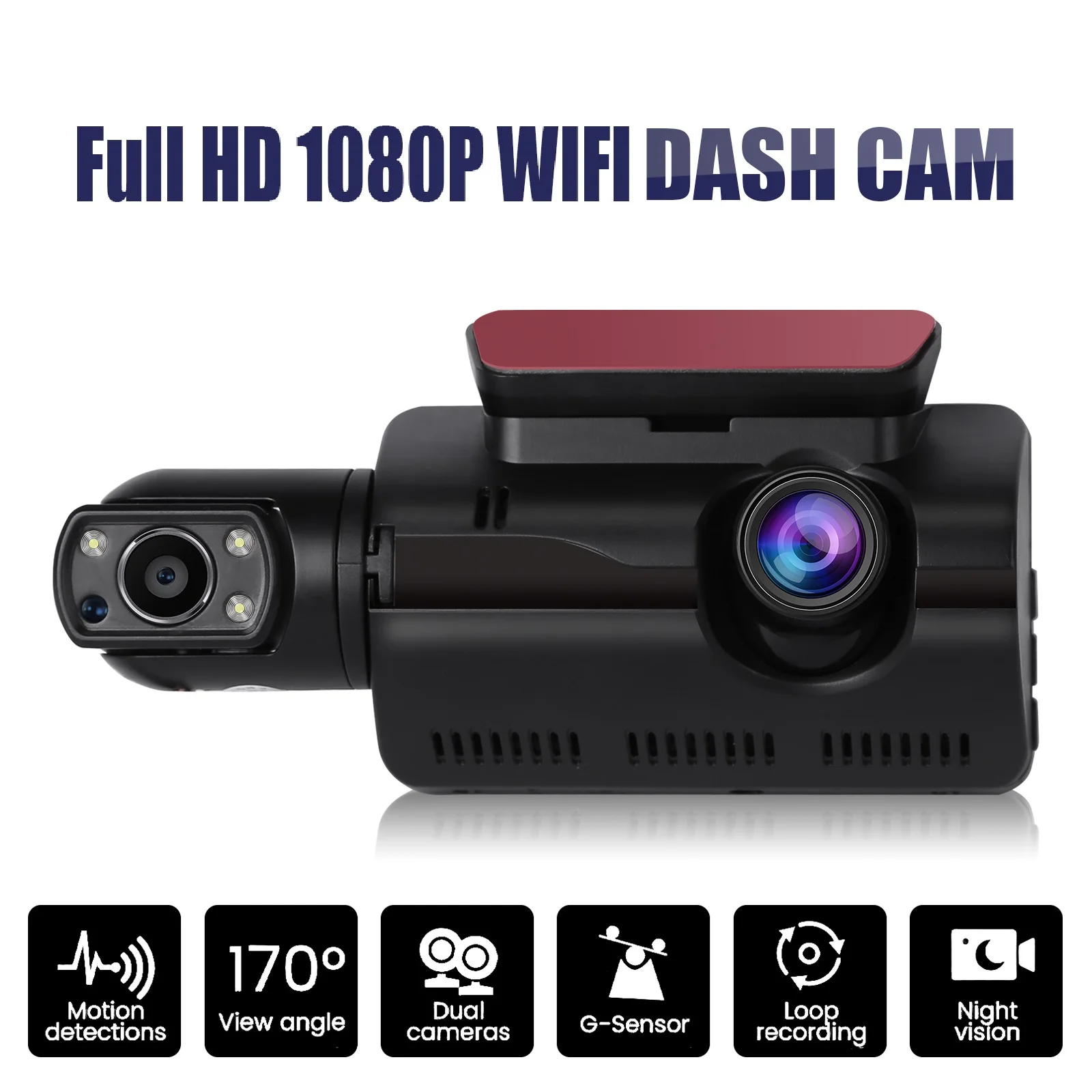 Dual Lens Dash Cam for Cars HD 1080P Video Recorder With Night Vision G-sensor Loop Record Dashcam