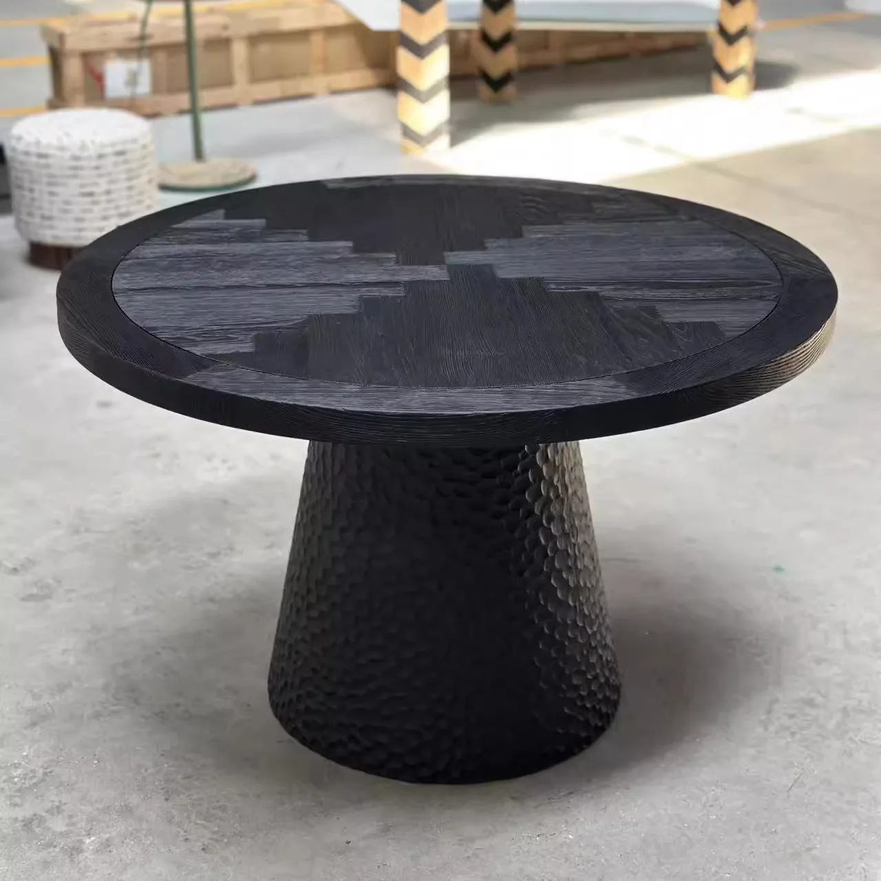 

bn Style Solid Oak Round Dining Table French Retro Simple Table and Chair Combination Suitable for Family Dining Hotel Use#