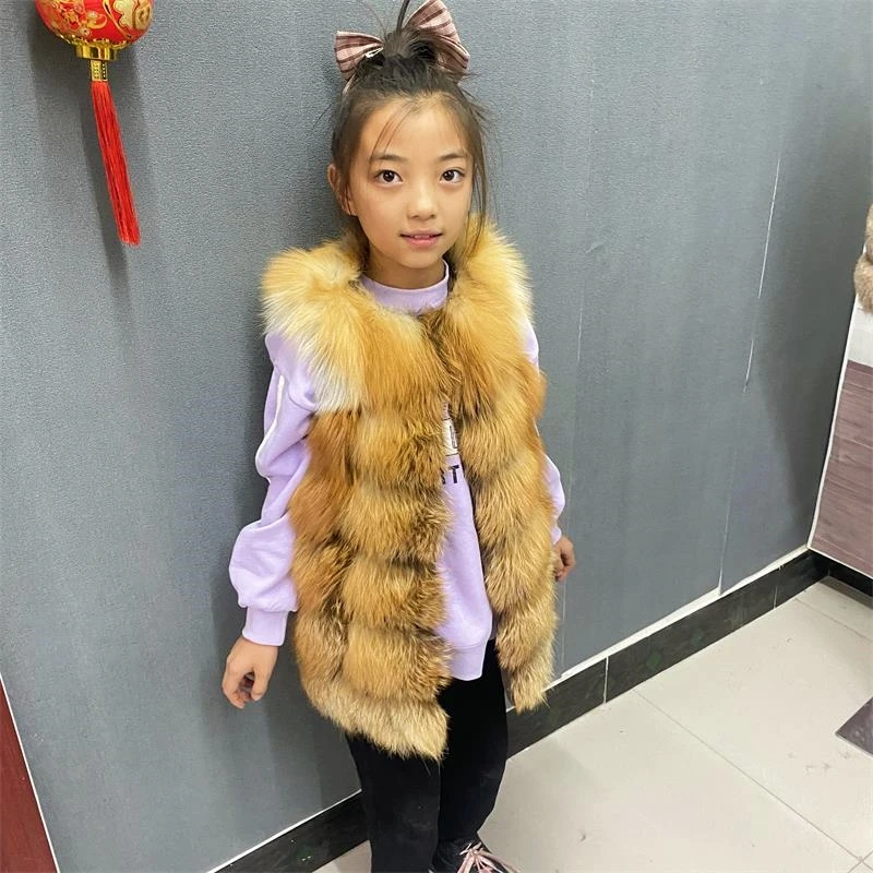 Natural  Jacket Children\'s  Jacket Real Fur Coat Warm Fur Coats In Autumn And Winter For Kids 2-14 Years Old