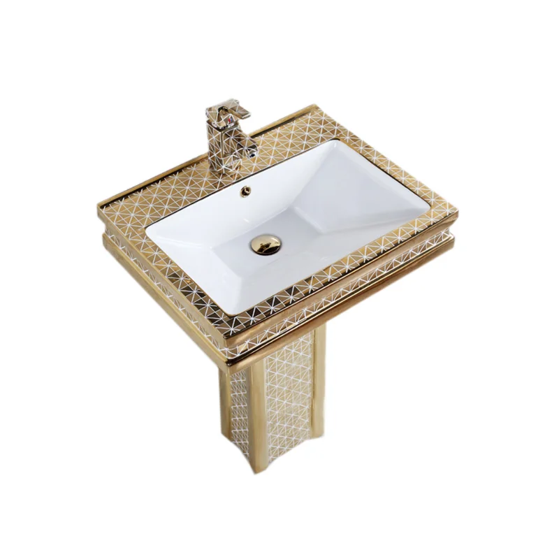 

Mosaic Gold Oval Countertop Ceramic Bathroom Vessel Sink Wash Basin Bathroom Basin