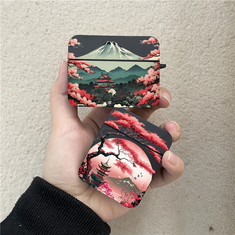 Creative Mountains Landscape Silicone Case for AirPods Pro2 1 2 3 Pro 2 Soft TPU Black Earphone Accessories for Airpods 3