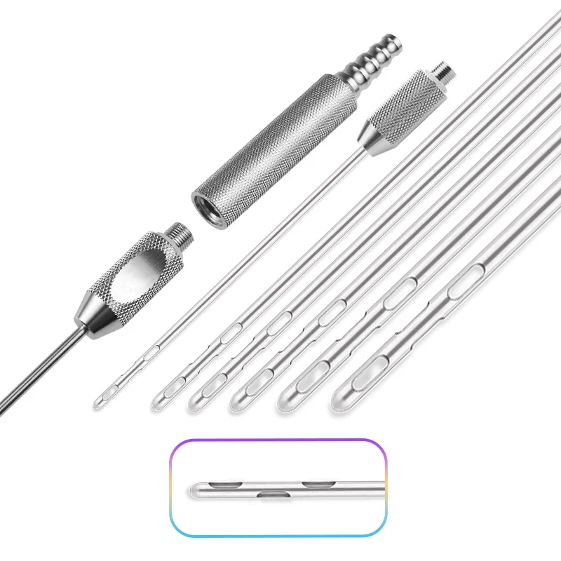 Autoclavable Liposution Cannula with Threaded Handle Six Holes In The Opposite Direction Liposuction Tool