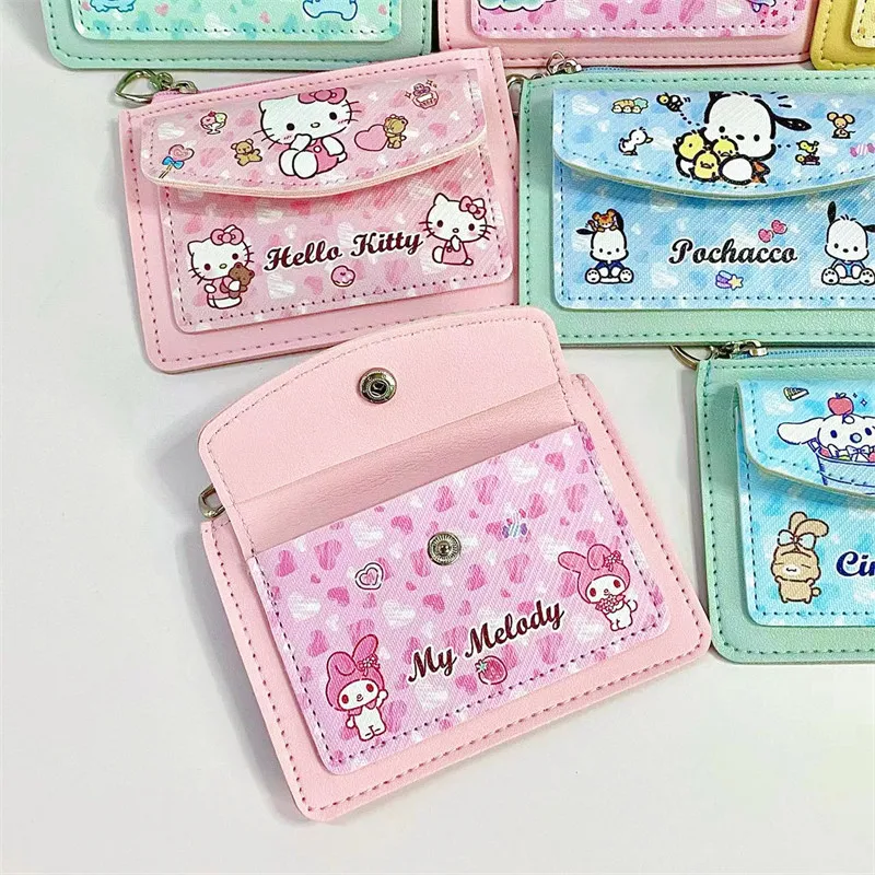 New Cartoon Anime Sanrio Hello Kitty Kuromi Multifunctional Card Holder Coin Purse Kawaii Cinnamoroll Student Wallet As A Gift