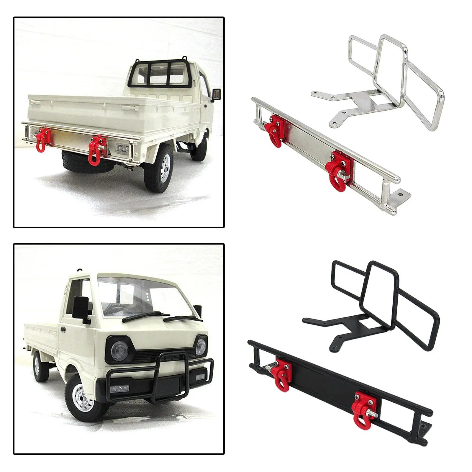 

RC Car Upgrade Parts Metal Front Rear Bumper Set Protector Decor for WPL