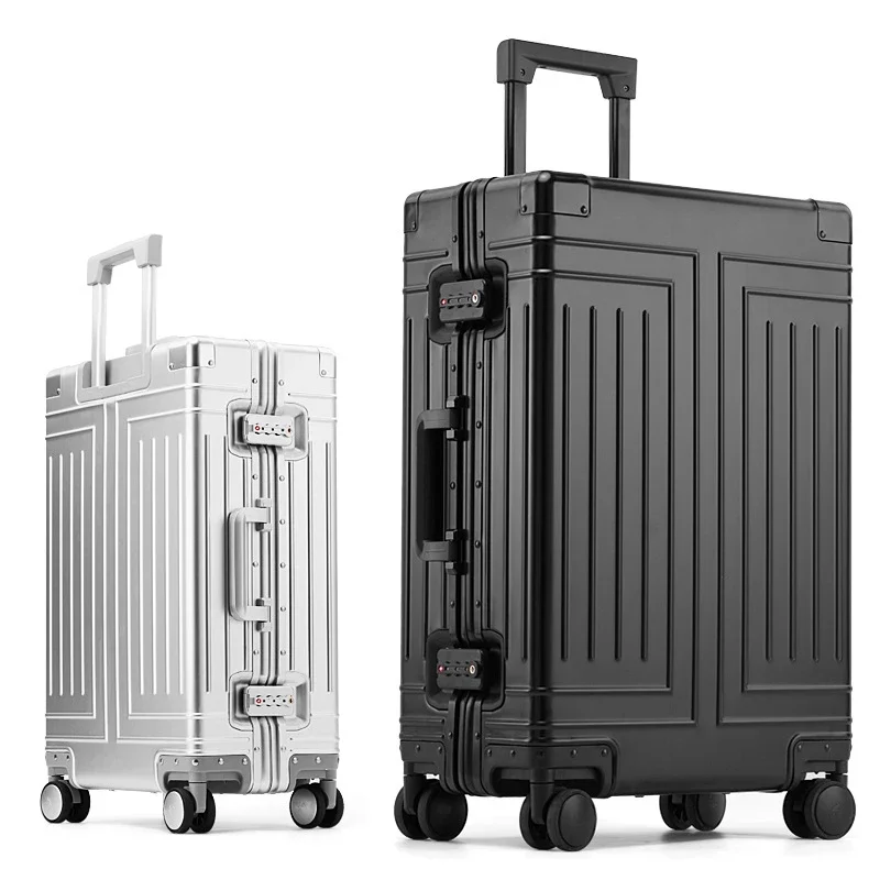 20242630 Inch Aluminum Trolley Suitcase Waterproof Metallic Cabin Luggage Trolly Bag Aluminium Travel Suitcase With Wheels