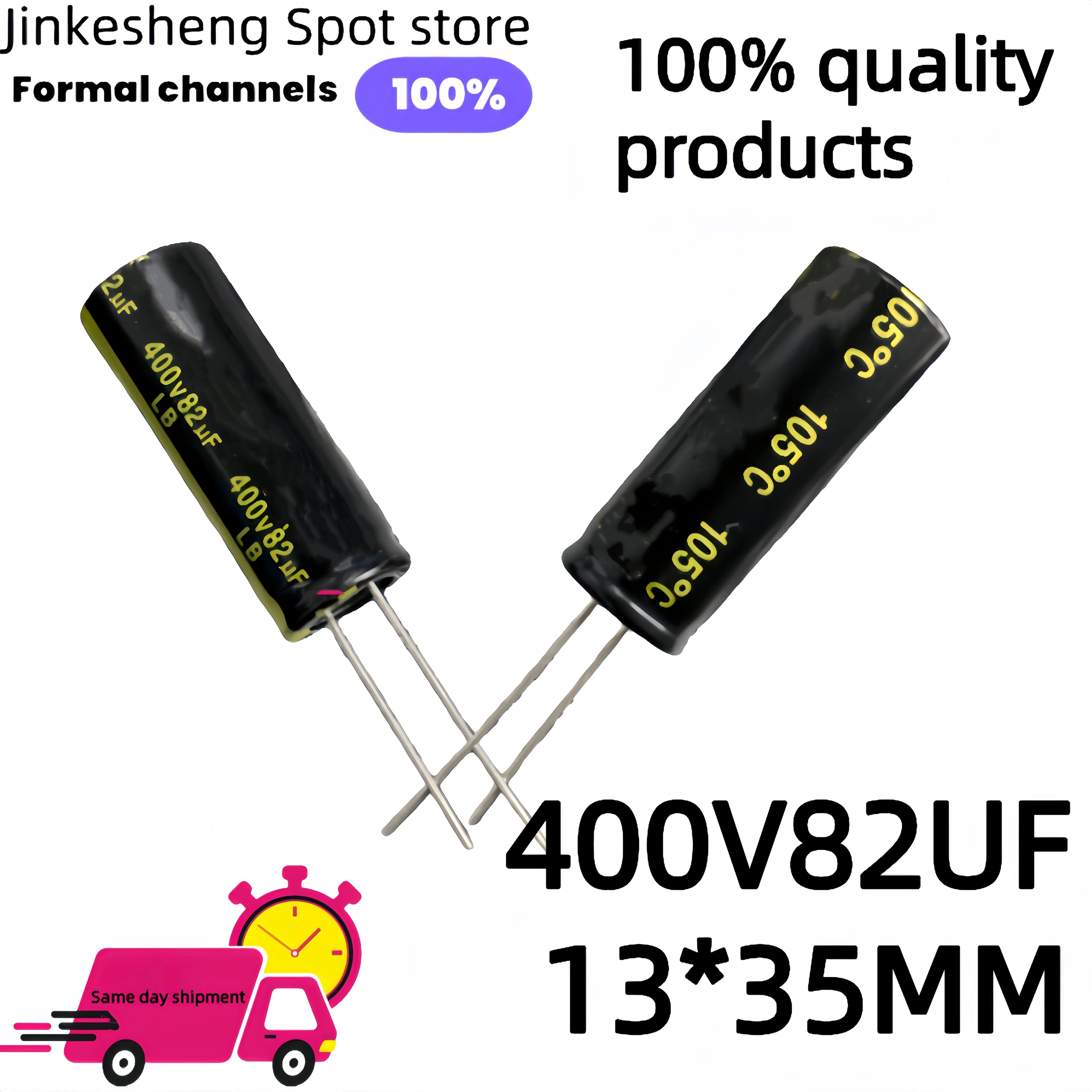 

5pcs 400V 82UF Aluminum Electrolytic Capacitor 13x35mm Radial Lead Long Life for Power Supply