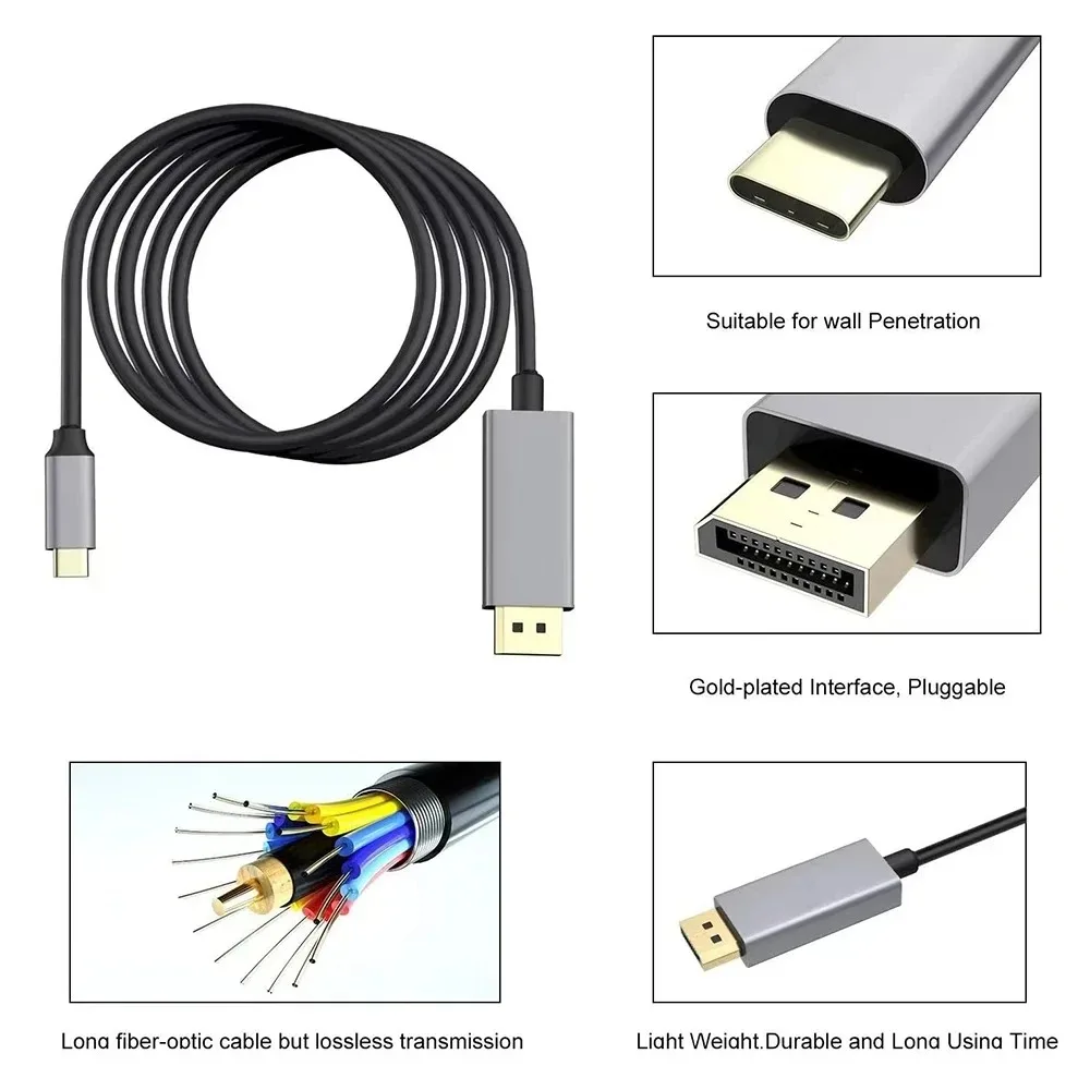 USB-C to DisplayPort Cable 8K@60HZ DP Type C to 4K 120Hz Display port Cable Thunderbolt 3/4 For MacBook Air Pro Samsung Dex