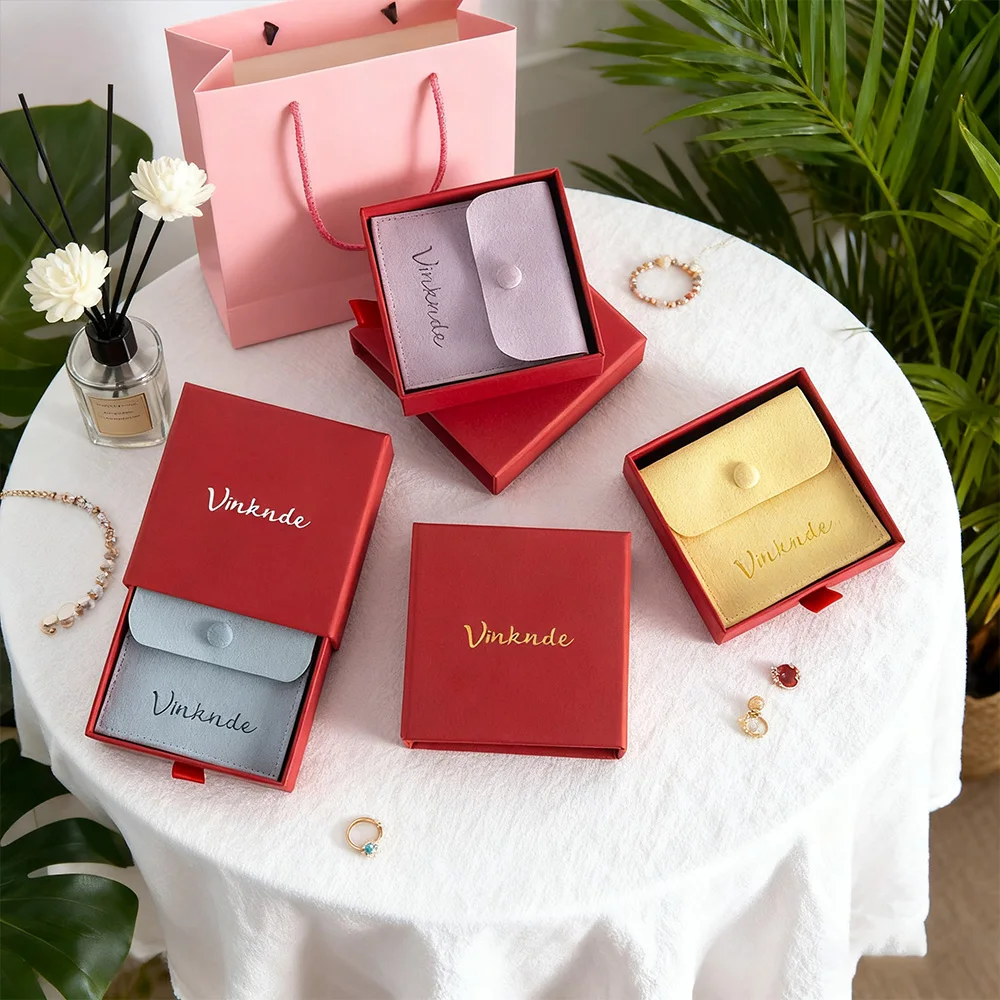 

9x9x3.2cm Customized Drawer Jewelry Box Packaging Premium Paper Gift Box for Jewelry Earrings Rings Necklace Wedding Snap Bag