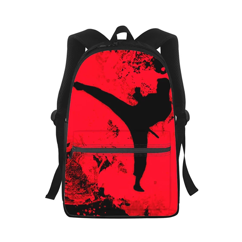 Kungfu Taekwondo Homens Mulheres Mochila Impressão 3D Moda Estudante Bolsa Escola Laptop Mochila Crianças Bolsa de Ombro de Viagem