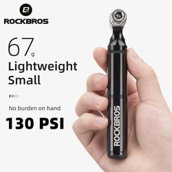 ROCKBROS Bomba de Aire Portátil para Bicicleta, Fuelle de Mano, Ideal para Bici de Montaña, Hecho de Aleación de Aluminio, Resistente a las Caídas, Ultraligero, 130psi