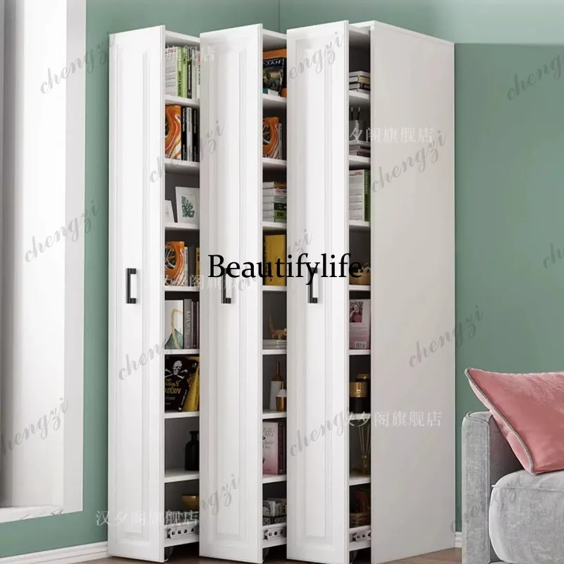 A139 Modern minimalist study side pull-out bookcase storage cabinet drawer-style hidden storage rack display cabinet