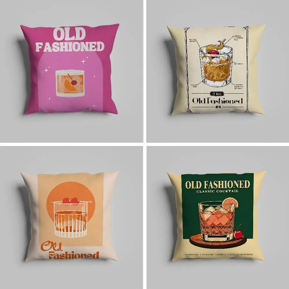 

Old Fashioned Cocktail Pillow Case Pillowcase For Car Pillows 60x60 Cushions Luxury Double Sided Cover Home And Decoration Sofa
