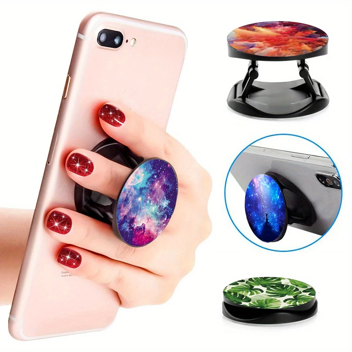 4 Pack Full Colorful Foldable Expanding Cell Phone Finger Stand Holder Compatible with All Smartphones and Tablets