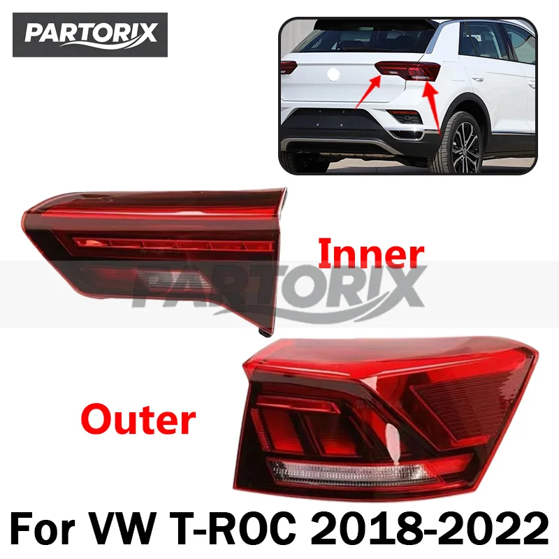 LED Taillight Assembly For Volkswagen T-ROC 2018 19 20 21 22  Turn Signal Reverse Light Car Accessories