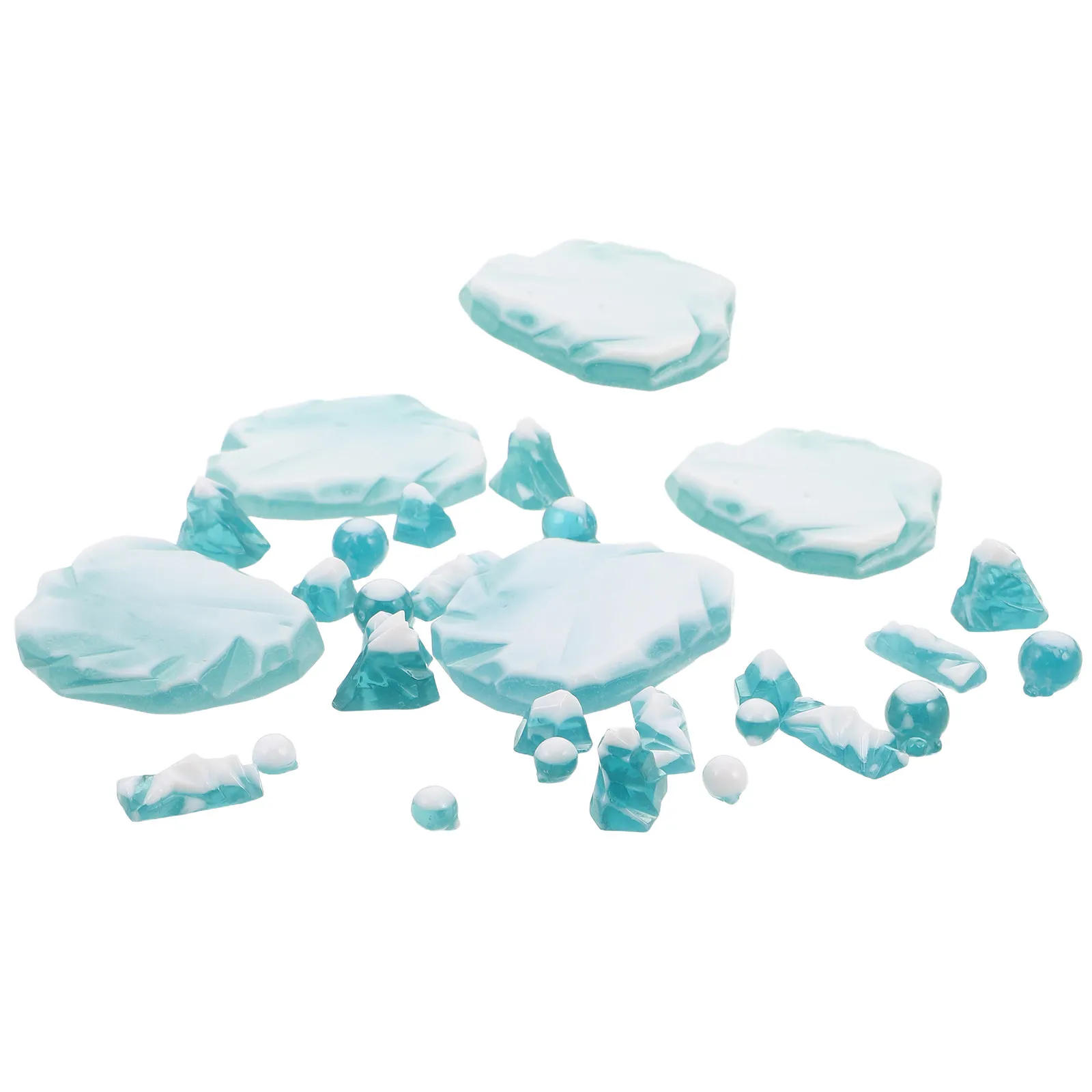 30Pcs Miniature Resin Ice Cubes Faux Clear Blue Ice Chunks for Winter Scenery Arctic Landscape Water Features Christmas Pond