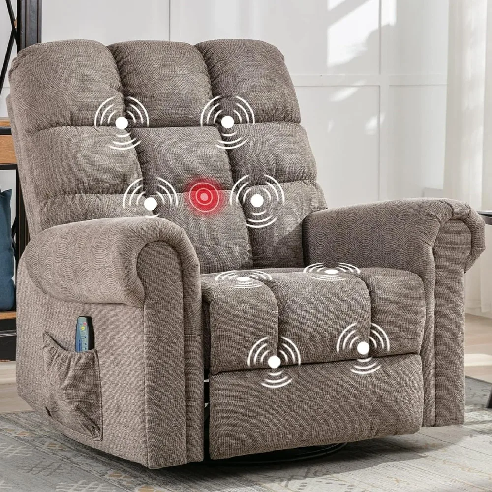 

Oversized rocker recliner chair with massage and heat, manual overstuffed swivel recliners,large glider rocking reclining chairs