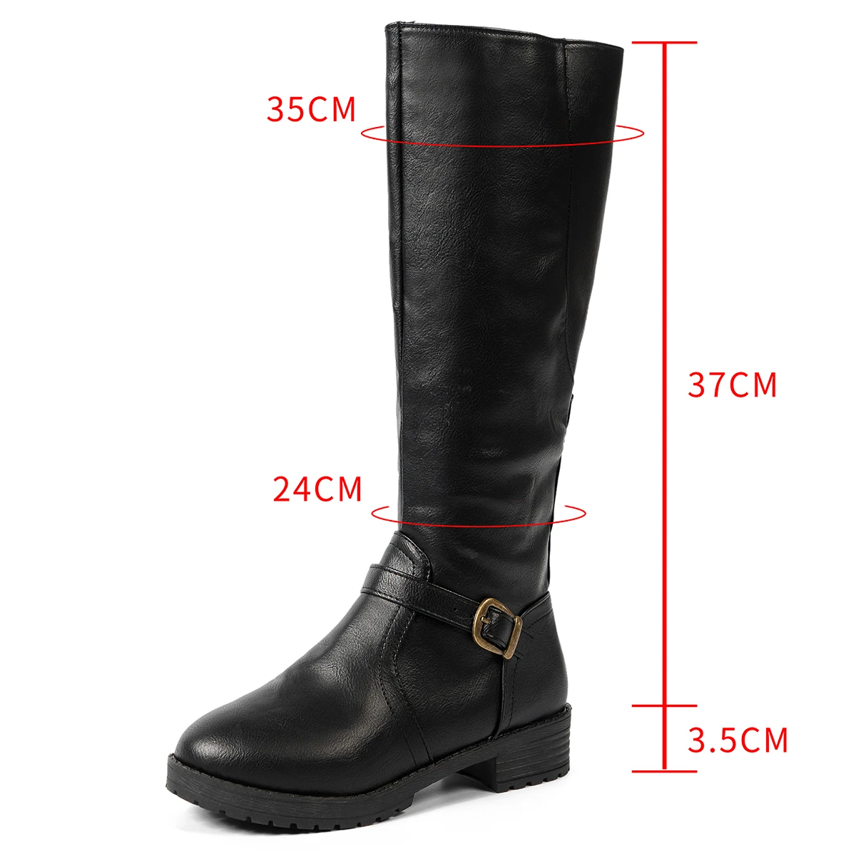 Thigh high Boots brown Women Vintage leather Square Heel Zipper knee height buckle Boot Keep Warm Round Toe Shoes British Style