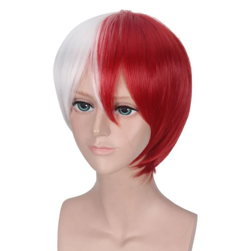 Anime Wig My Hero Academia Cosplay Fumikage Tokoyami Red And White Color-matched Character Style Versatile.