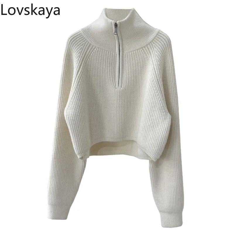 Short Knitted Top Women's Bat Sleeve Christmas High Waist Sweater Winter Retro Half Pull