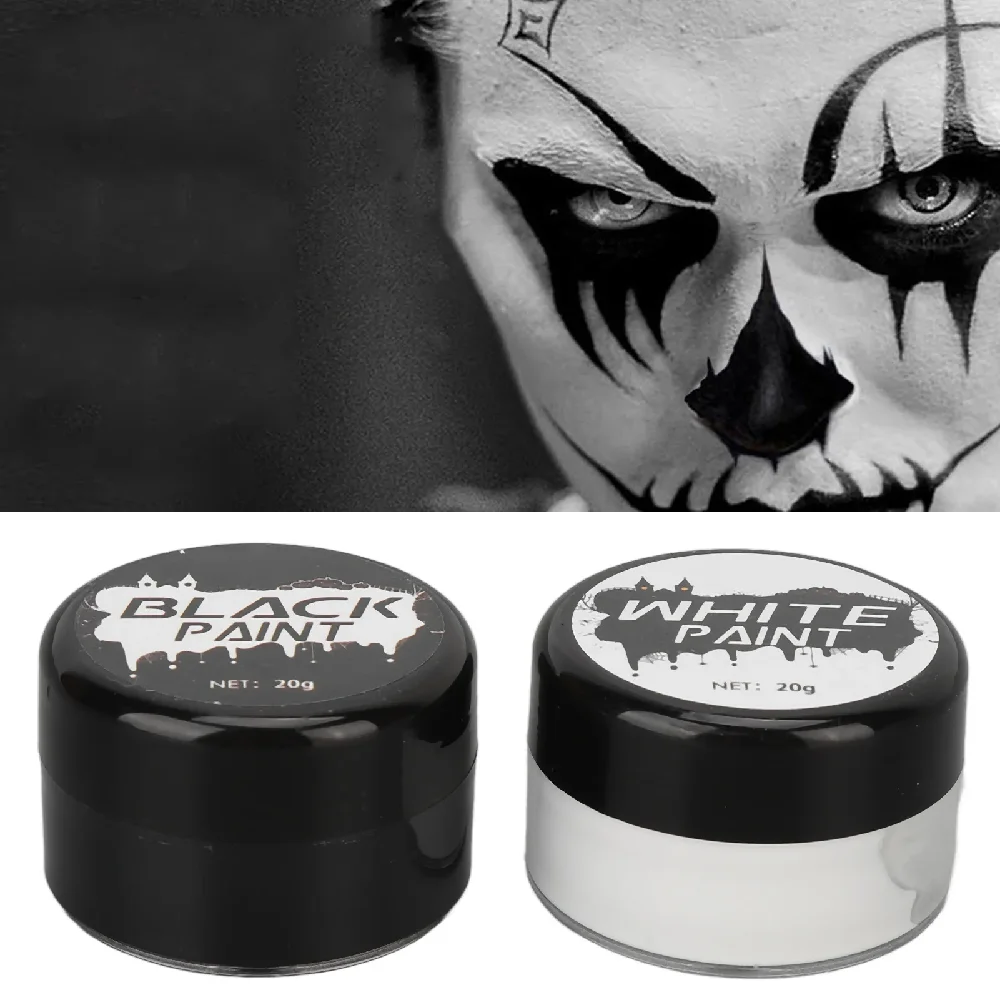 Christmas Themed Face Painting Kit with Highly Pigmented Black And White Body Brushes for DIY Cosplay Parties And Body Makeup