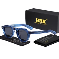 HBK gafas de sol redondas clásicas para hombre, montura pequeña Vintage, montura de acetato de alta calidad, gafas de sol para mujer, gafas de viaje para fiesta al aire libre