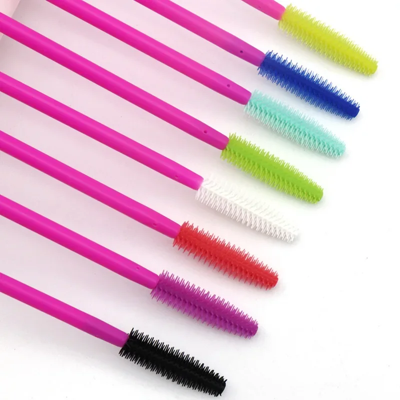 50pcs Silicone Eyelash Brush Mascara Wands Applicator Eyebrow Comb Rod Spoolies Brushes Lash Extension Supplies Makeup Tools