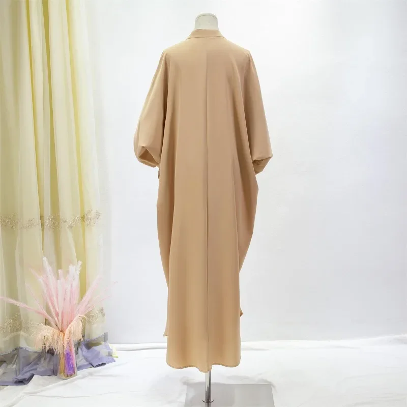 Abayas Ramadán para mujer, elegante vestido largo de manga larga, cárdigan suelto musulmán Abaya, caftán de cuello redondo sólido