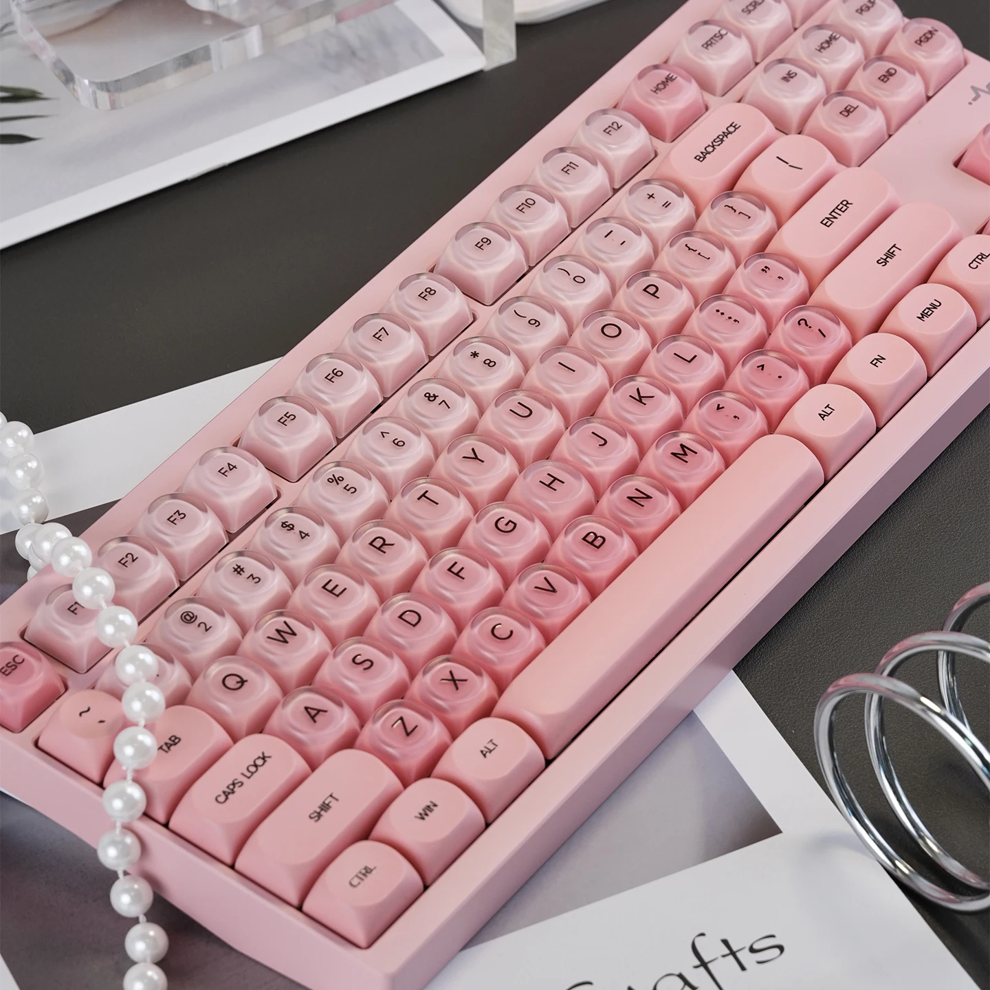 

132 Keys Keycaps Liquid Foundation Theme Pink HOA Height PBT+PC Girl Mechanical Keyboard Ball Keys AULA F75 Anne Pro 2 Game GK61