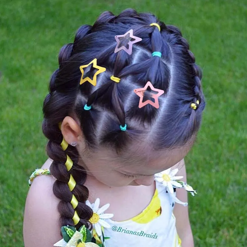 Oaoleer-Pinzas para el pelo de estrella de Color para niña, horquilla de mariposa de Metal, pasadores, Clip lateral, tocado para niños, accesorios