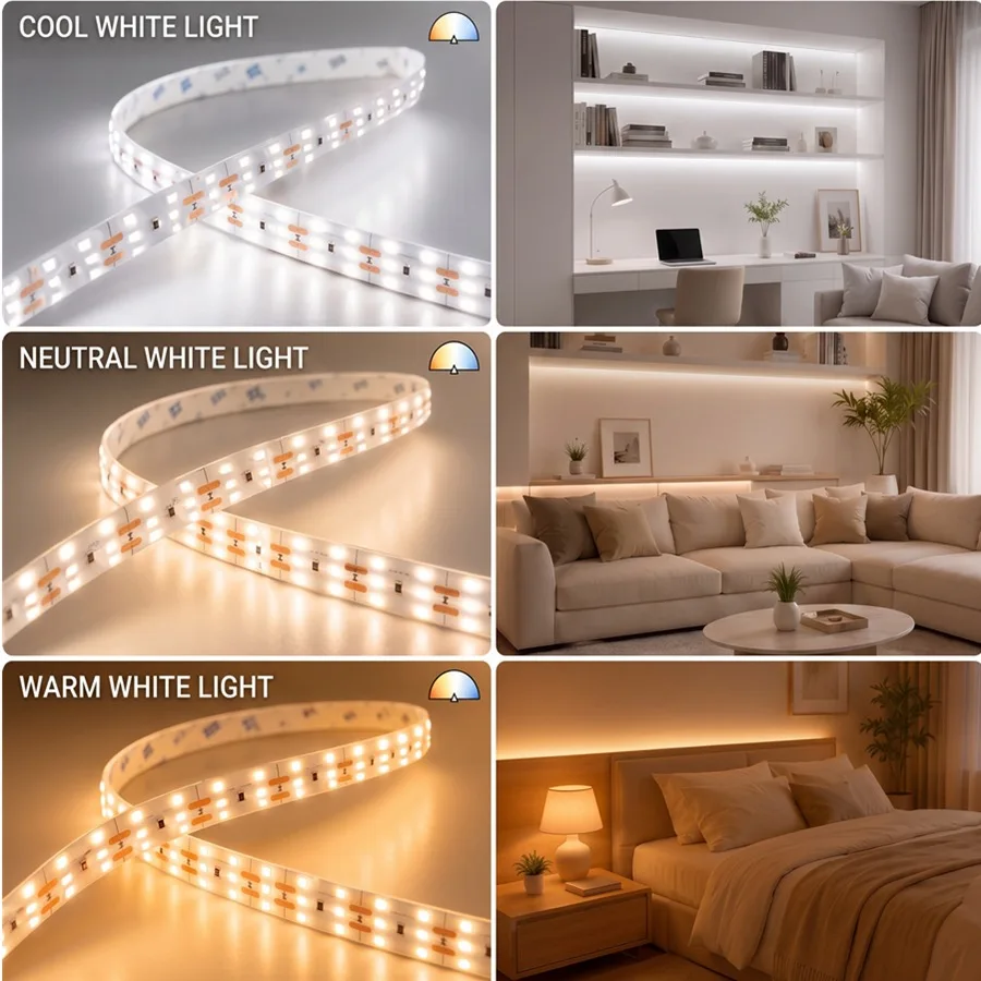 3 Rows SMD2835 LED Strip DC24V 360LED/M 0.5M-10M Super Bright Flexible Lights TV Background Bedroom Home Wall DIY Decoration