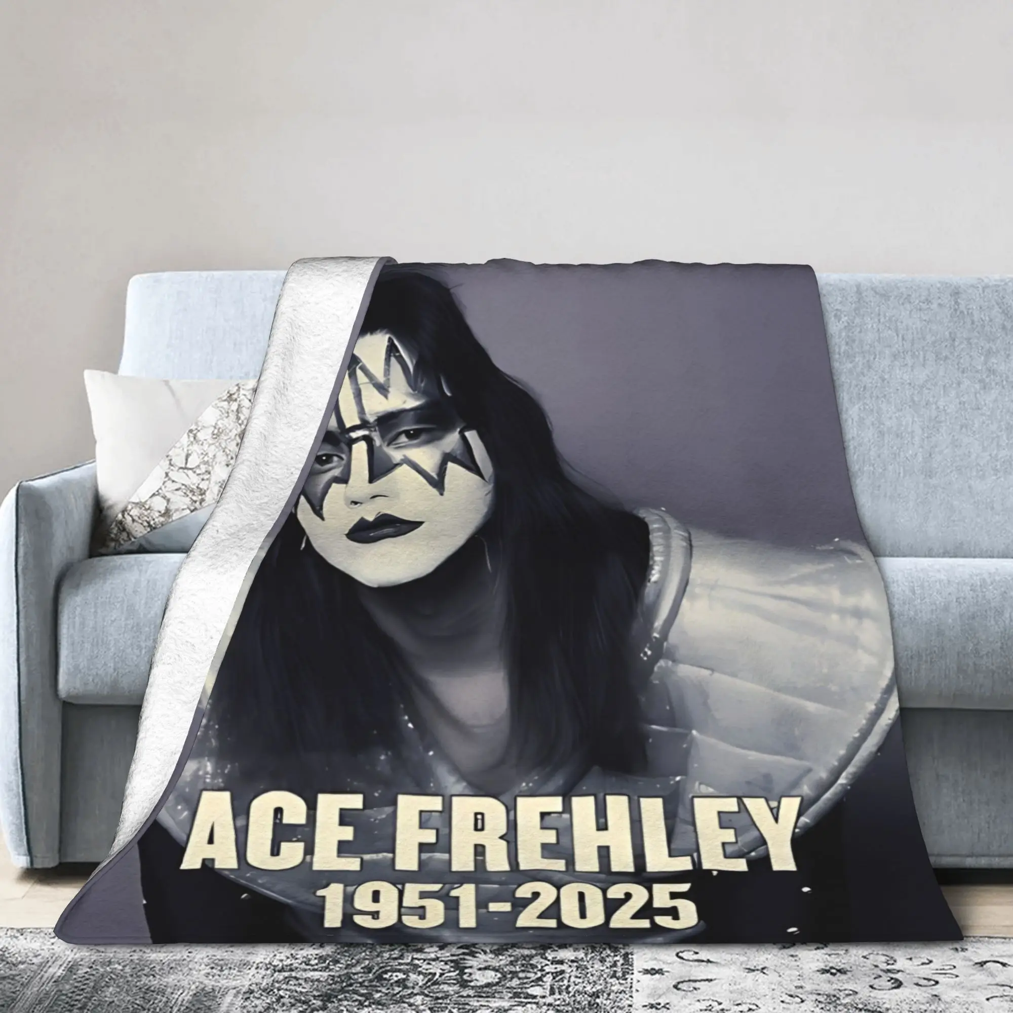 مريحة مزق الآس فريلي رائد فضاء بطانية اكسسوارات السرير قبلة الفرقة موسيقى الروك رمي البطانيات سوبر لينة المرجان الصوف أفخم