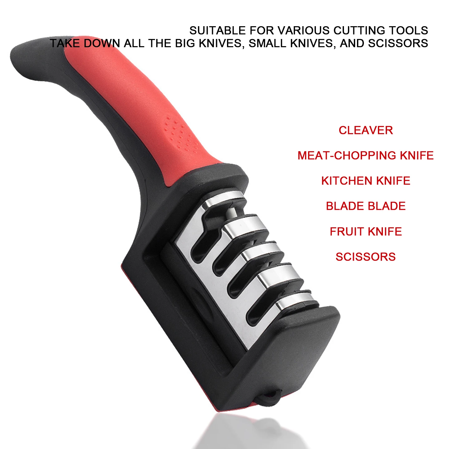 4-Stage Knife Sharpener, Manual Kitchen Knife Sharpener with Non-Slip Base, 5 Seconds Quick Sharpening for Chef Knives,
