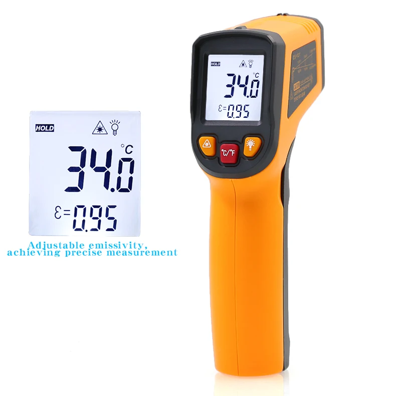 NJTY Infrarot-Thermometer, industrielle hochpräzise Temperaturpistole, elektronisches Wasser-Öl-Temperaturmessgerät, Küche, Backen – Detail 5