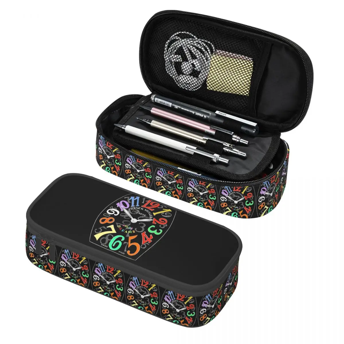 Franck Muller Color Dreams - Estuche para lápices con diseño de esferógrafo dibujado a mano, caja para lápices para estudiantes, bolsa para lápices, estuche grande para guardar lápices, soporte para bolígrafos