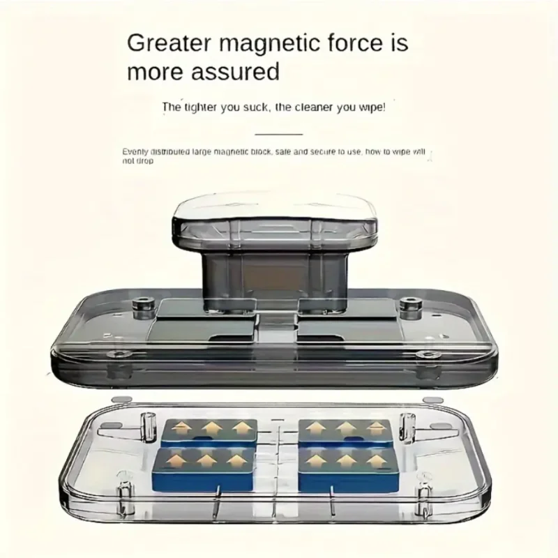 Double-Sided Magnetic Window Cleaner with ABS Handle - High-Rise Glass Tool for 3-10mm Panes, Anti-Pinch Safety Design,  & Offic