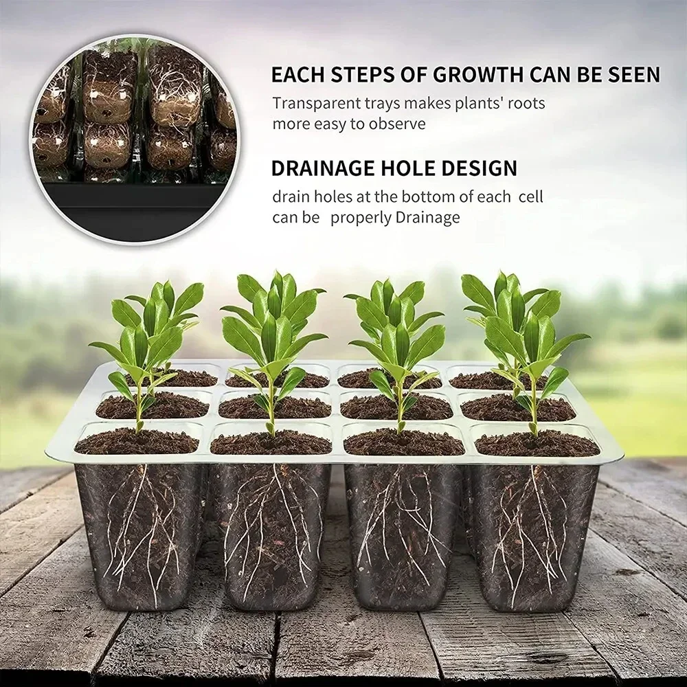 LED Nursery Pots With 8Led Grow Light Plant Seed Starter Trays Home Greenhouse Growing Lamp Timer Kit Controller with 12 Hole