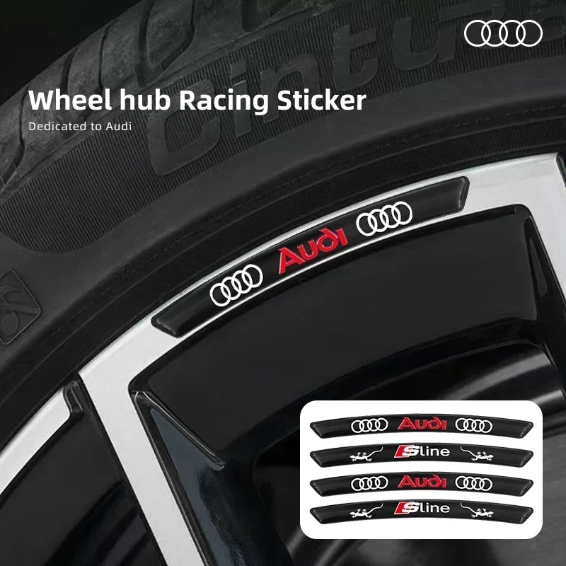 

4Pcs Wheel Hub Stickers Wheel Rims Aluminium Decoration Strips For Audi Sline A4 B8 B7 B9 A3 A6 C7 C6 C5 A5 Q5 A1 A6 RSQ3 RSQ8