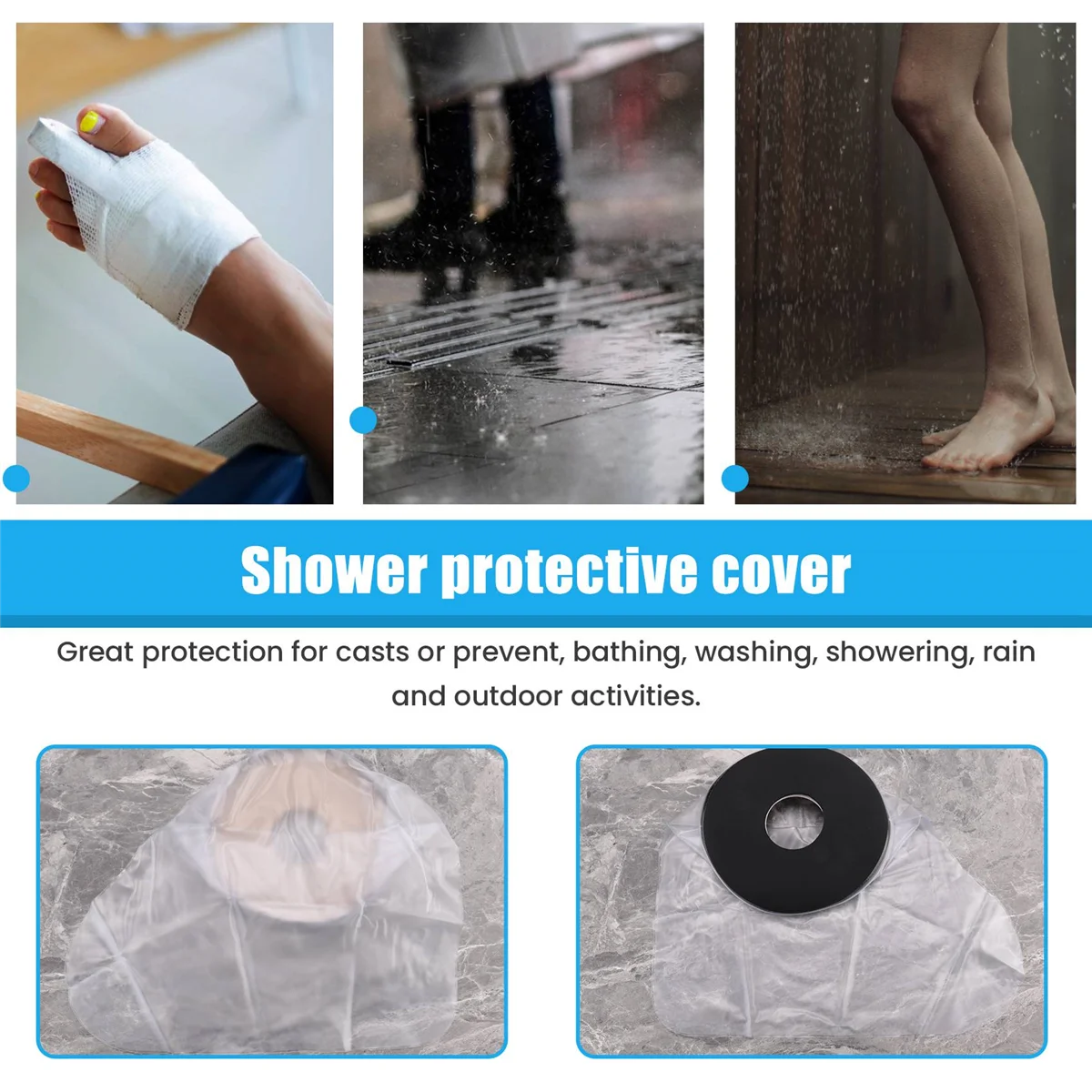 Cubierta de pierna impermeable para adultos, Protector de pies hermético, accesorios de baño, ducha de tobillo, heridas