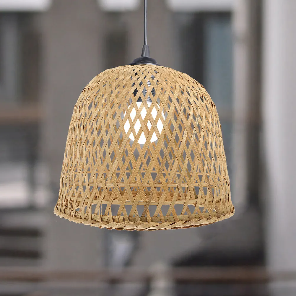 2Pcs Bamboo Lamp Shade Handwoven Light Shade for Pendant Lamp Ceiling Light Rustic Decor Boho Lampshade Replacement
