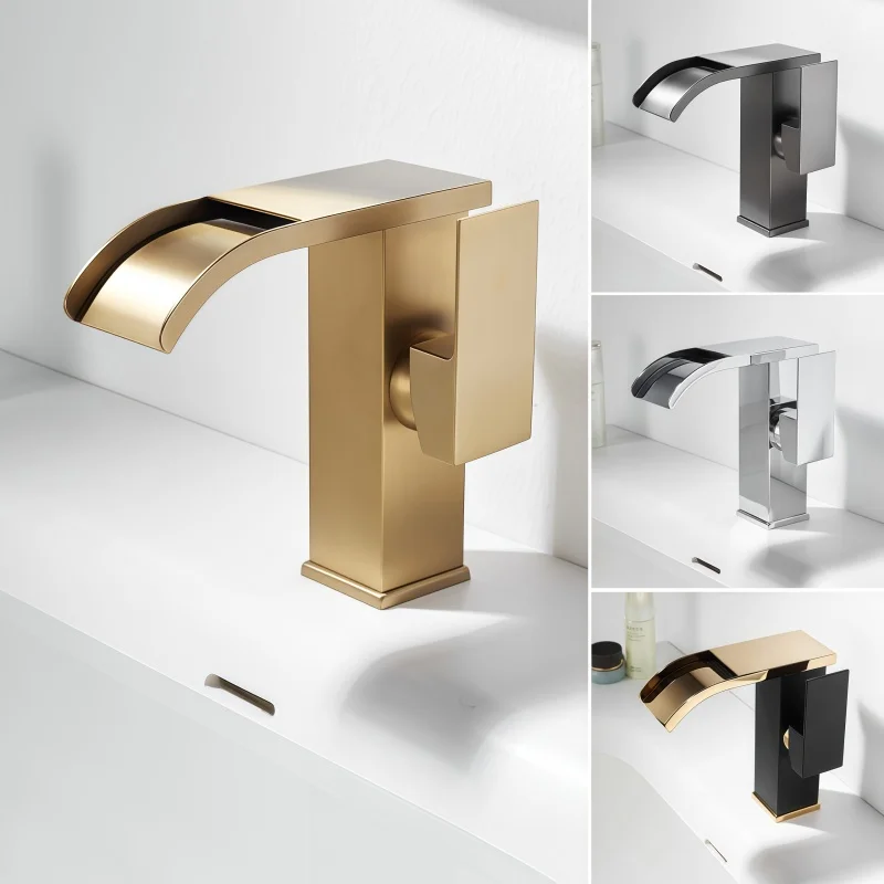 Stainless Steel Undermount Basin Sink Faucet Bathroom Hot and Cold Water Faucet Wash Basin Waterfall Faucet