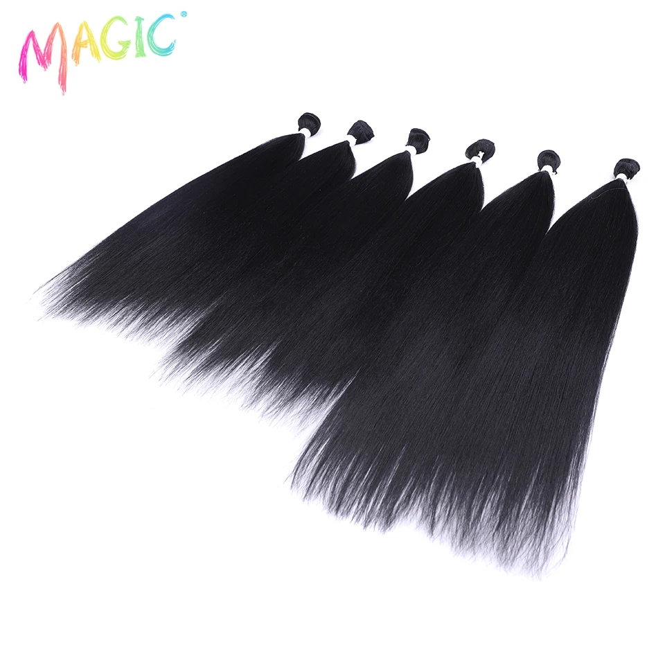 Magic Synthetic Hair Yaki Straight Ombre Blonde Fake Hair Bundles 22 24 26 Inches Super Long Hair Weave Hair Extensions Hair
