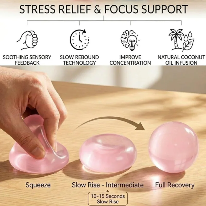 Moldable Squishy Pearl Coconut Oil Squeeze Toy Moldable Stress Ball Squishy Toy Slow Rising Decompression Sensory Toy for Adult